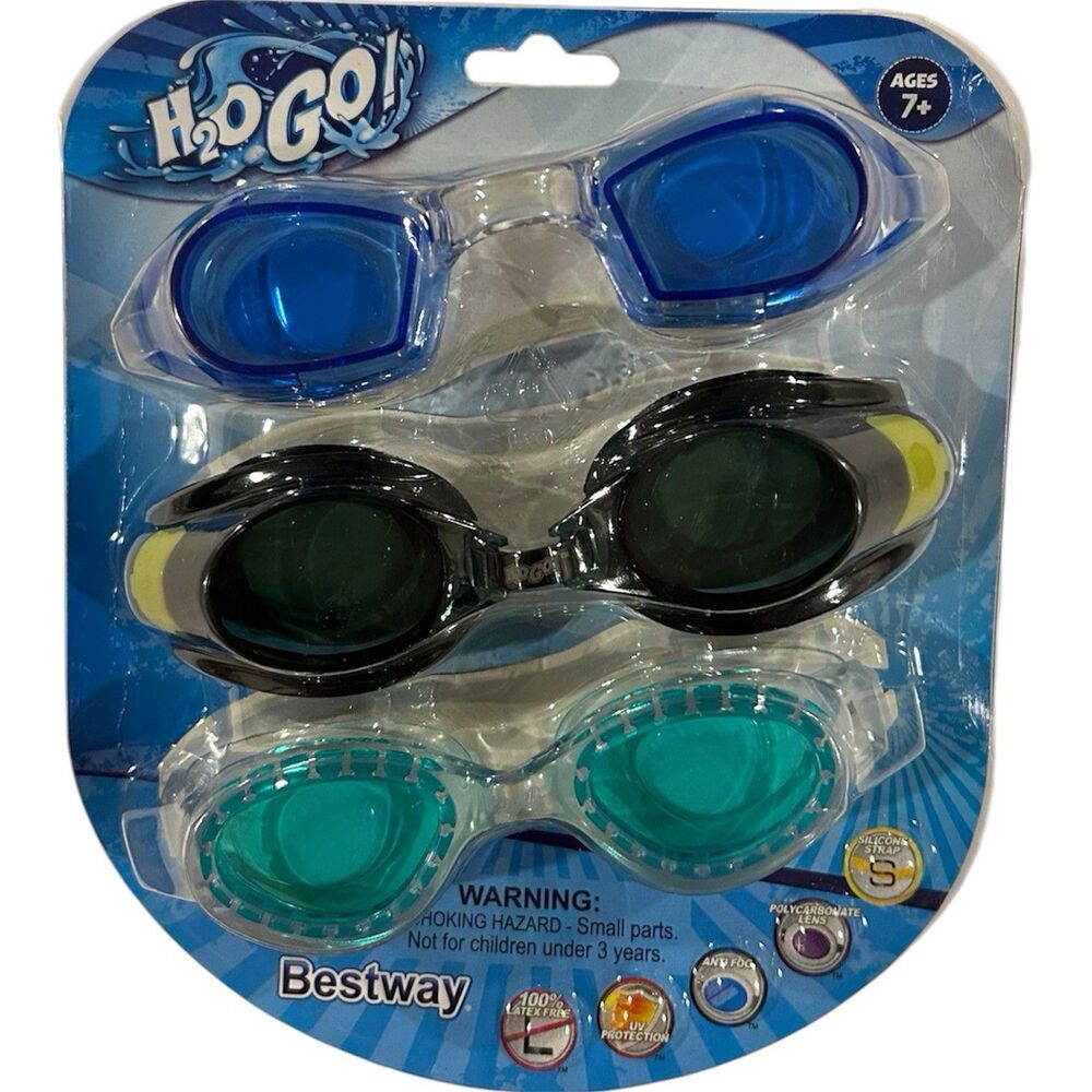Bestway H2O GO! Swimming Goggles Silicone Strap UV Protection Latex Free Ages 7+